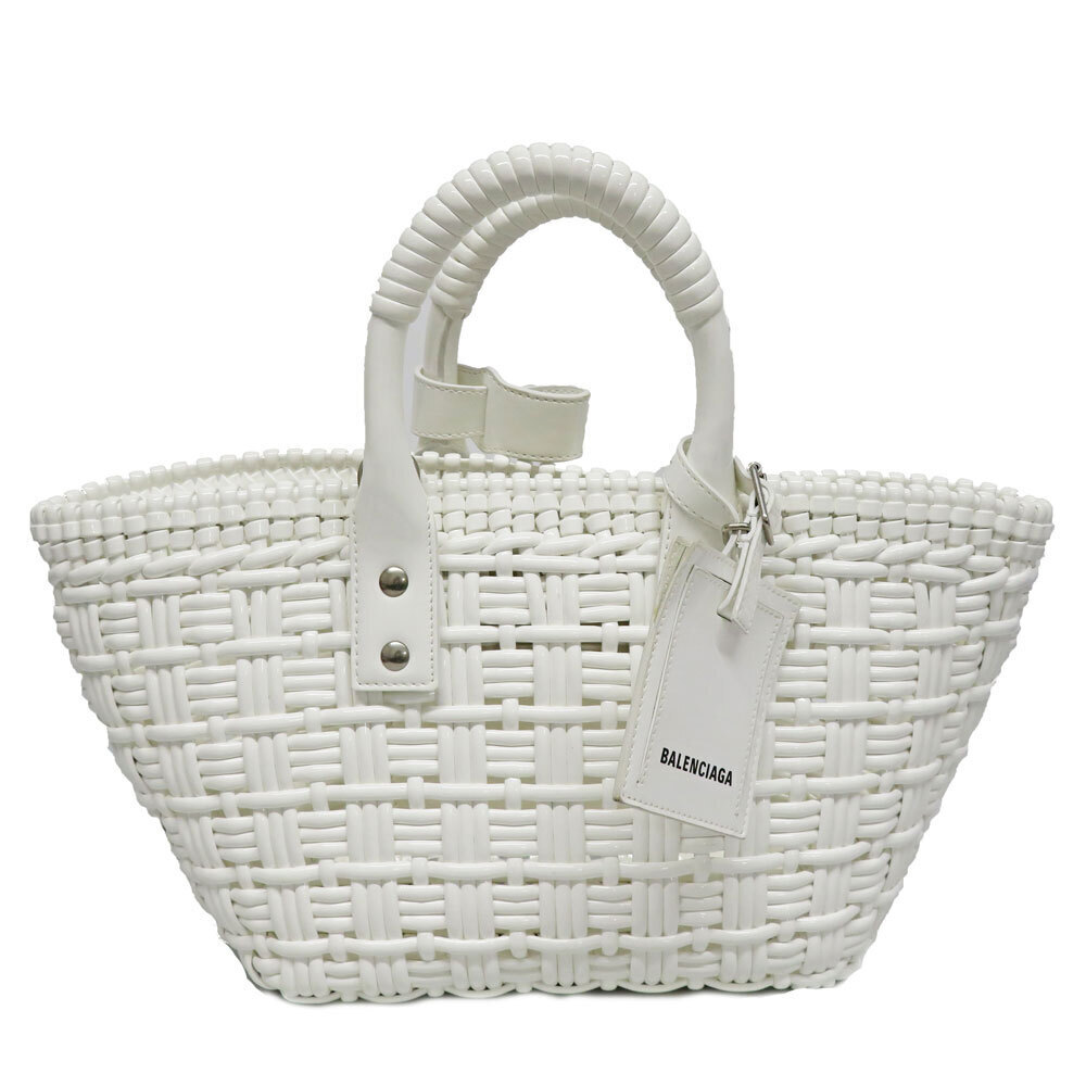 Balenciaga Bistro XS Enamel Shoulder Bag White
